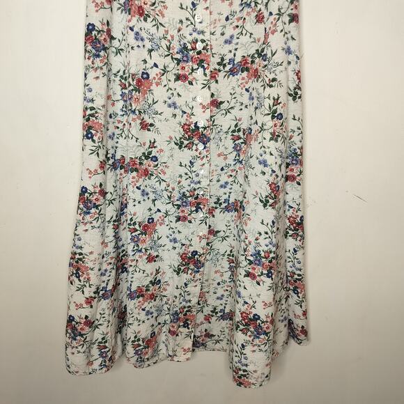 Lemon Grass Floral Maxi Skirt Button Front Elastic Waist - Picture 3 of 8